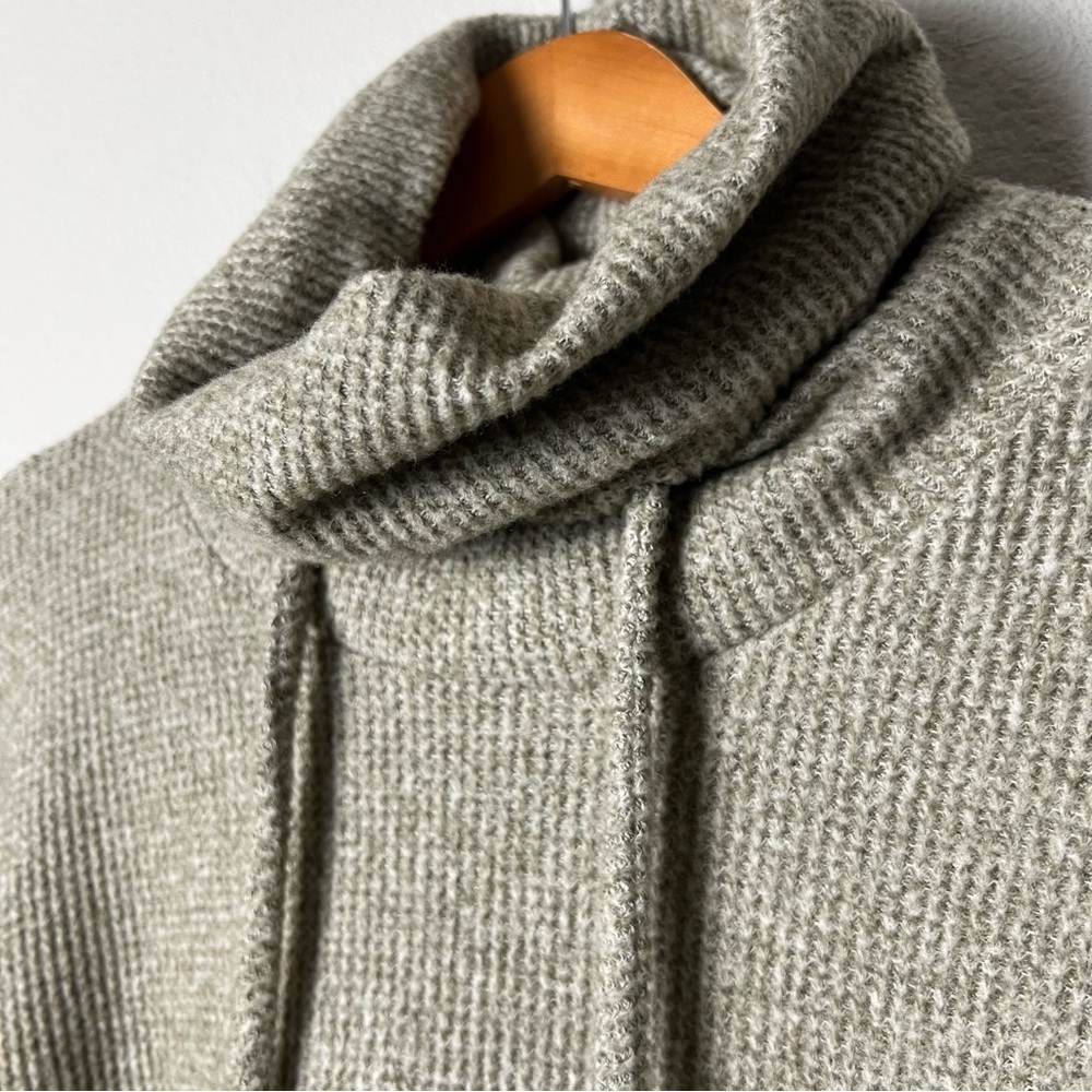 Cozy Taupe Cowl-Neck Sweater Poncho - Picture 4 of 7